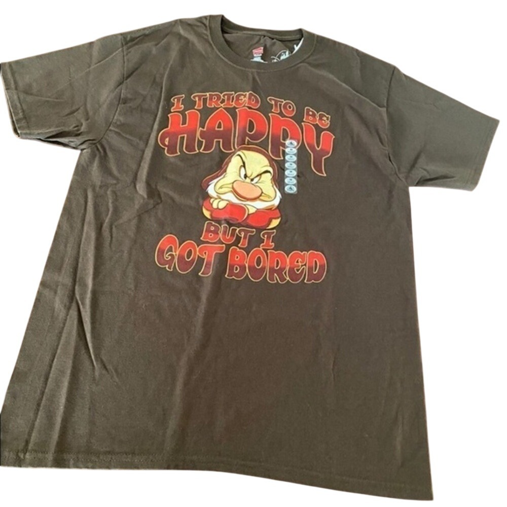 Disney Parks Men's M Grumpy T-Shirt Brown Snow White Seven Dwarves NWT Hanes